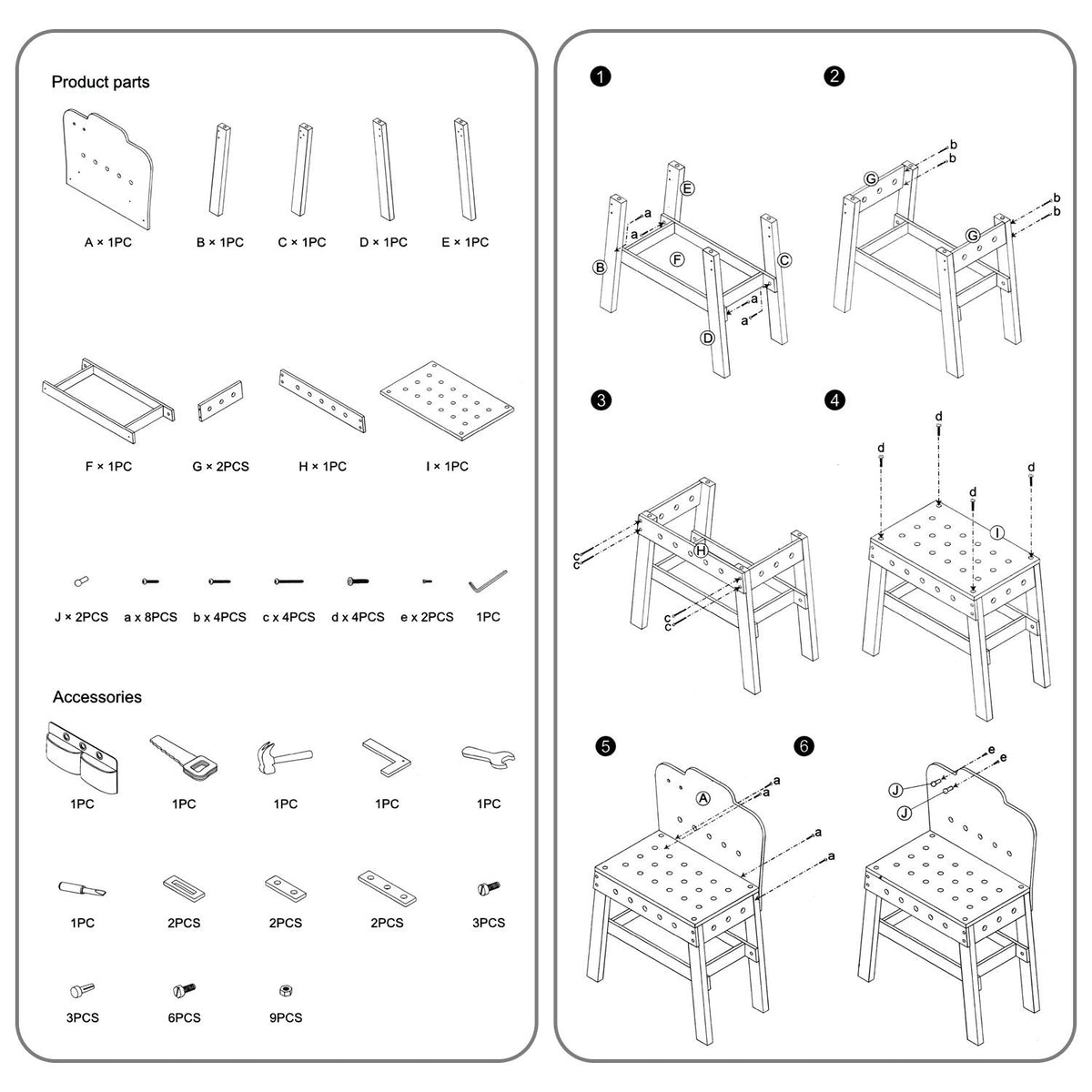 SOKA My First Wooden Workbench with DIY Tools – Chunky Pretend Play Toy for Little Builders