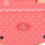 SOKA Wooden Doll World Pram with Bedding, Lace Trim & Polka Dots – Pretend Play Toy for Toddlers, Pink