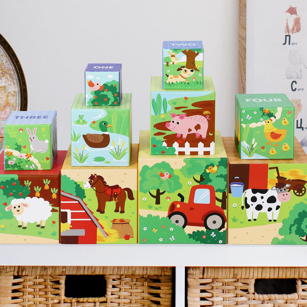 SOKA My Farm Stacking Cubes – Nesting and Stacking Cube Blocks, Educational Toy for Kids