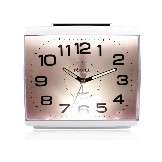 Ravel Large Square Retro Bedside Alarm Clock with Quartz Movement – Bold Easy-Read Dial