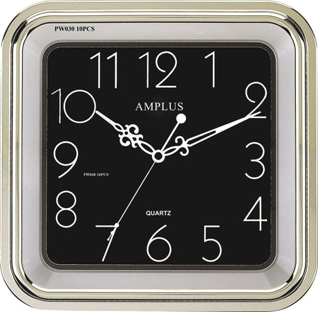 Amplus square silver wall clock