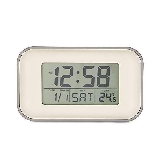 Acctim Alta Reflection LCD Digital Alarm Clock with Reflective Design – Compact Bedside Clock, Owl Grey