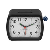 William Widdop Oblong Quartz Alarm Clock with Bell Alarm – Bedside Clock, Black
