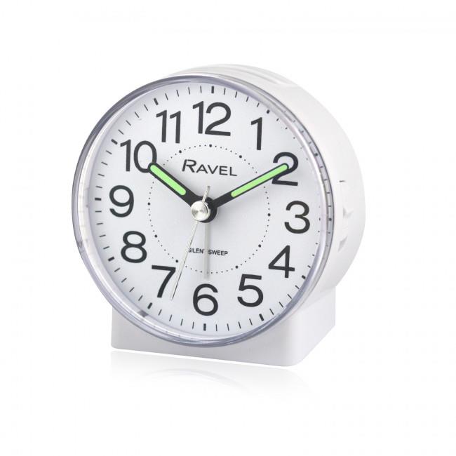 Ravel Round Mid-Size Quartz Bedside Alarm Clock with Snooze, Light and Crescendo Alarm