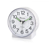 Ravel Round Mid-Size Quartz Bedside Alarm Clock with Snooze, Light and Crescendo Alarm