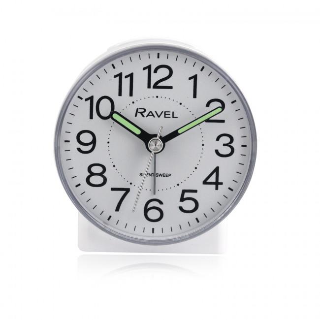 Ravel Round Mid-Size Quartz Bedside Alarm Clock with Snooze, Light and Crescendo Alarm