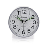 Ravel Round Mid-Size Quartz Bedside Alarm Clock with Snooze, Light and Crescendo Alarm