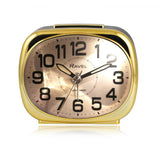 Ravel Small Pillow-Shaped Quartz Bedside Alarm Clock with Chrome Edging, Black and Gold