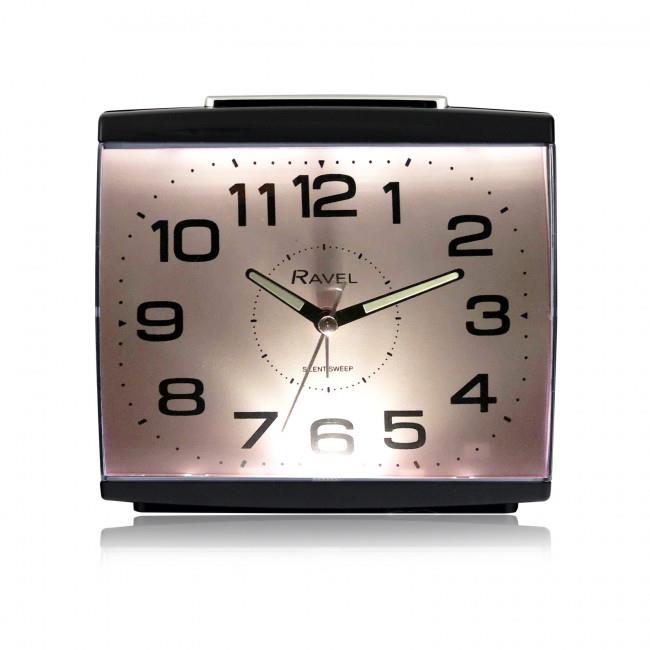 Ravel Large Square Retro Bedside Quartz Alarm Clock – Easy-Read Dial for Bedside & Mantel