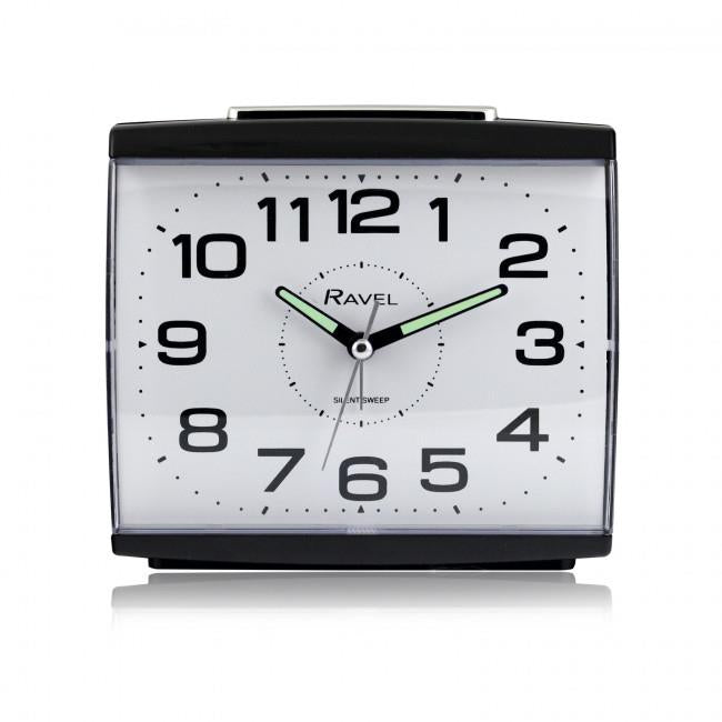 Ravel Large Square Retro Bedside Quartz Alarm Clock – Easy-Read Dial for Bedside & Mantel