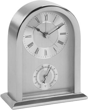 Widdop arched silver mantel clock