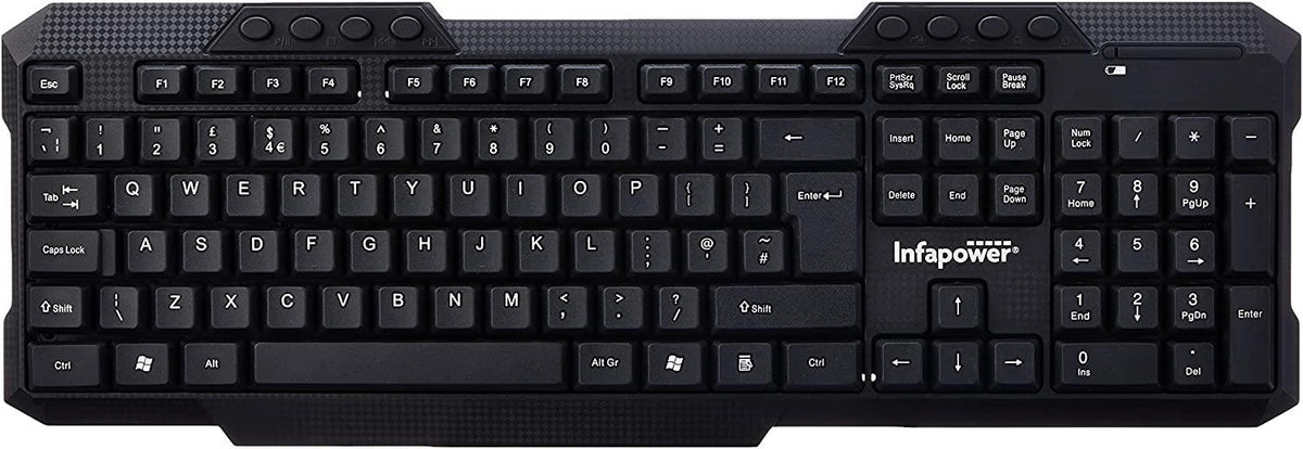 Infapower Full-Size Wireless Keyboard with Number Pad – Compatible with Windows and Mac, Model X204