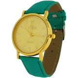 Relda Women's Analogue Watch, Jumbo Gold-Tone Dial, Green Strap – REL60