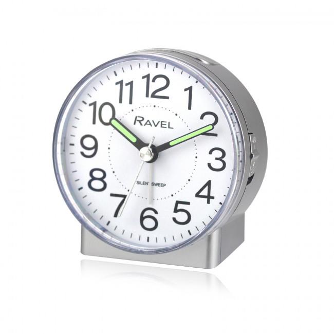 Ravel Round Mid-Size Quartz Bedside Alarm Clock with Snooze, Light and Crescendo Alarm