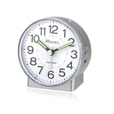 Ravel Round Mid-Size Quartz Bedside Alarm Clock with Snooze, Light and Crescendo Alarm