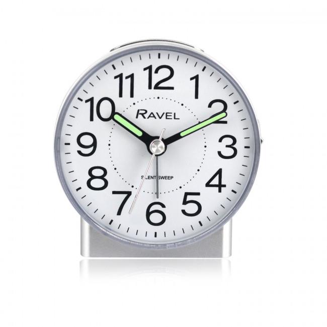 Ravel Round Mid-Size Quartz Bedside Alarm Clock with Snooze, Light and Crescendo Alarm