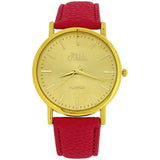 Relda Women's Analogue Watch with Jumbo Gold Tone Dial and Pink PU Strap – Quartz Everyday Wristwatch REL61