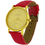 Relda Women's Analogue Watch with Jumbo Gold Tone Dial and Pink PU Strap – Quartz Everyday Wristwatch REL61