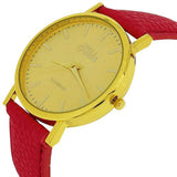 Relda Women's Analogue Watch with Jumbo Gold Tone Dial and Pink PU Strap – Quartz Everyday Wristwatch REL61