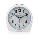 Ravel Large Art Deco Bell Alarm Clock with Quartz Movement – Bedside and Mantel Clock, Gloss White