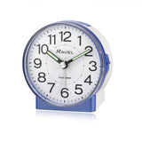 Ravel Round Mid-Size Quartz Bedside Alarm Clock with Snooze, Light and Crescendo Alarm, Blue