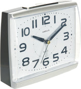 Amplus Large Number Silent Sweep Alarm Clock with Light, Snooze and Glow Dial – Silver