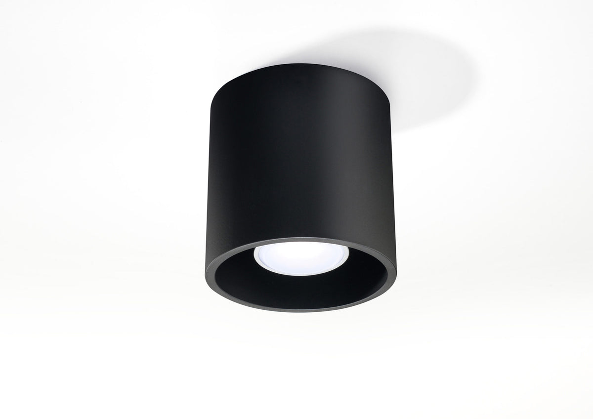 SOLLUX ORBIS 1 Round Black Ceiling Spotlight – Modern Loft Design Aluminium GU10 Light Fitting