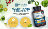 Prowise A-Z Multivitamins & Minerals – 365 Vegan Tablets with 26 Active Vitamins & Minerals, 12-Month Supply