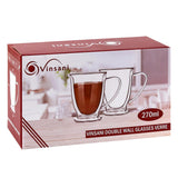 Vinsani Double Wall Glasses Set of 2, Verre Design – Borosilicate Glass Cups for Coffee, Tea and Cocktails