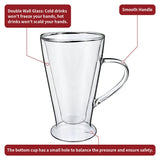 VINSANI CASA Double Wall Glasses, Set of 2 Borosilicate Glass Cups for Hot & Cold Drinks – Clear