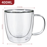 VINSANI VITRUM Double Wall Glasses, Set of 2 Borosilicate Glass Cups for Hot & Cold Drinks – Clear