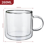 VINSANI COPA Double Wall Glasses, Set of 2 Borosilicate Glass Cups for Hot & Cold Drinks – Clear