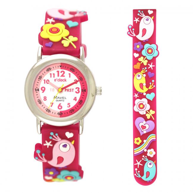 Ravel Girls 3D Cartoon Time Teacher Watch with Colour-Coded Dial – Children's Silicone Strap Wrist Watch