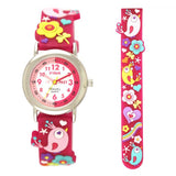 Ravel Girls 3D Cartoon Time Teacher Watch with Colour-Coded Dial – Children's Silicone Strap Wrist Watch