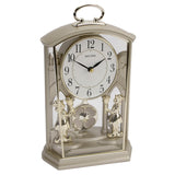 Widdop Rhythm Two-Tone Gold Carriage Mantel Clock with Silent Swinging Pendulum & Carrying Handle