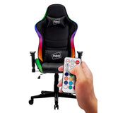 Black Faux Leather Gaming Office Chair with RGB LED Lights – 170° Recline, 360° Swivel, 130kg Capacity
