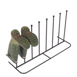 Black Powder Coated Steel Boot Rack, Holds 4 Pairs – Antique Style Metal Welly & Shoe Stand, Indoor & Outdoor