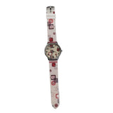Relda Ladies Analogue Watch – Red Square Case, Pink Silicone Strap