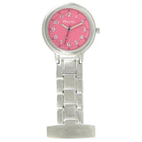 Ravel Easy-Read Nurses Fob Watch, Pink Dial, Silver Tone 32mm Case – R1101.15