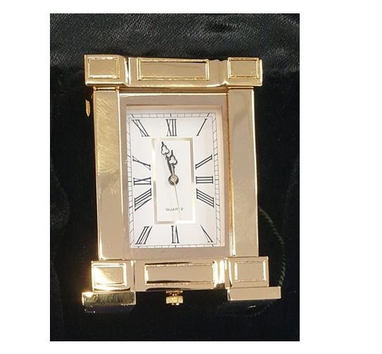 Miniature Rectangle French Mantel Clock in Polished Gold Solid Brass (IMP38) – Roman Numeral Design