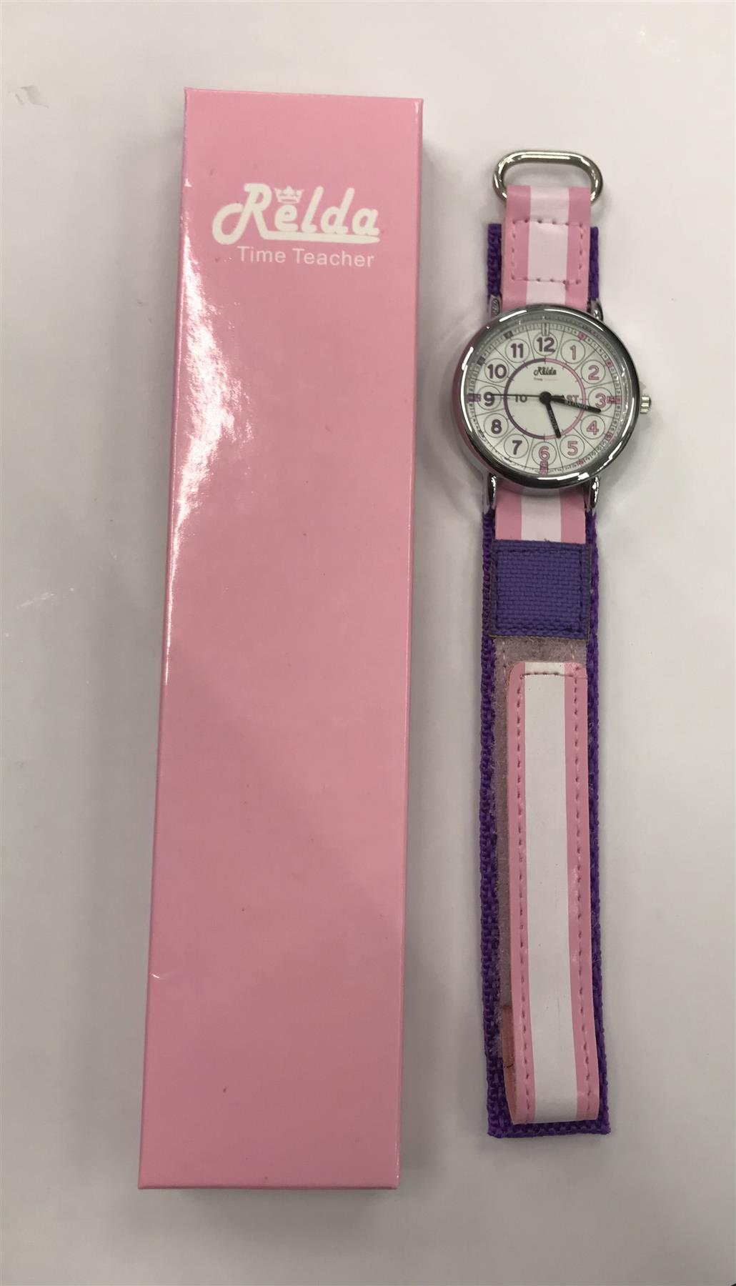 Relda Time Teacher Kids' Analogue Watch with Velcro Strap and Bold Numbers – Easy-Read Wrist Watch, REL81