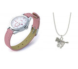 Relda Girls' Pink Horse Watch Gift Set with Silver-Tone Horse Necklace & Bracelet – REL24