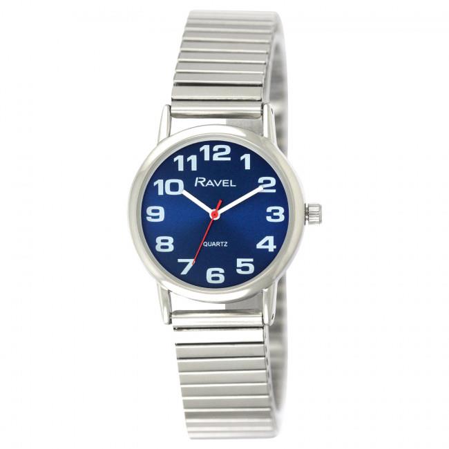Ravel Ladies Expander Bracelet Watch, Blue Dial, Silver – R0208.46.2