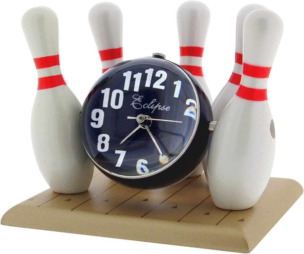 Miniature Novelty Clock with Rotating Bowling Ball Design – Collectable Mantel Clock, Gold