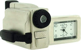 Miniature Novelty Clock with Silver Plated Metal Video Camera – Solid Brass Collectable Desk Clock