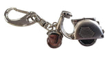 Imperial Miniature Key Chain Clock with Scooter Design – Chrome Plated Metal, Slide Cover, Silver