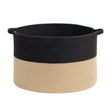 VINSANI Hand-Woven Cotton Rope Laundry Basket with Handles – Storage Basket for Laundry & Toys, Black & Coffee