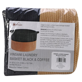 VINSANI black and coffee woven cotton rope laundry basket