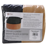 VINSANI Hand-Woven Cotton Rope Laundry Basket with Handles – Storage Basket for Laundry & Toys, Black & Coffee