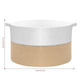 Vinsani Hand-Woven Cotton Rope Laundry Basket, 56 x 35.5cm – Foldable Storage Hamper with Handles
